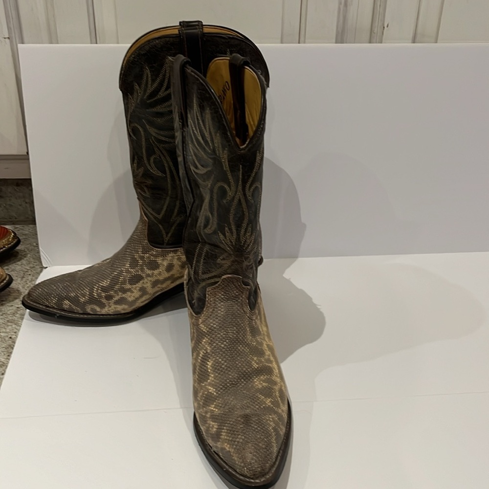 Men’s Durango Python Cream and Gray Cowboy Boots, Vintage - Picture 6 of 8